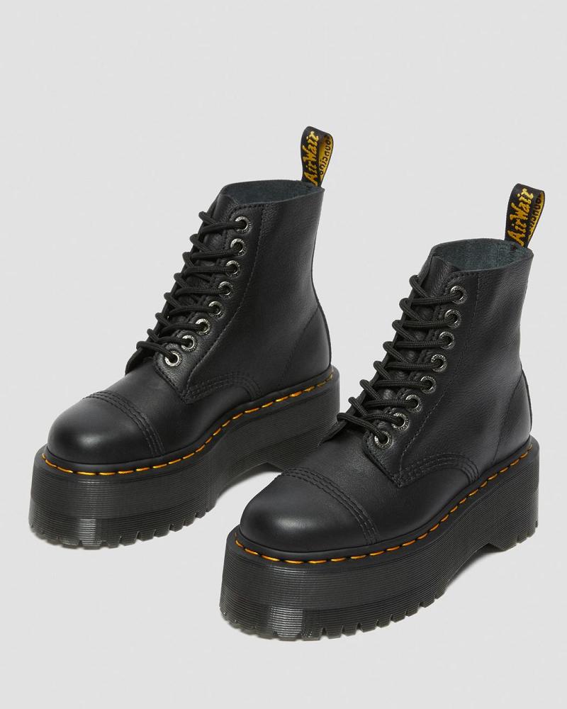 Dr Martens Sinclair Max Pisa Leren Platform Laarzen Dames Zwart | NL 526UZG